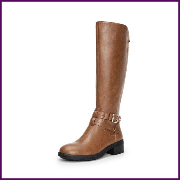 Knee High Riding Boots with Buckle Faux Fur Lined 1.25
